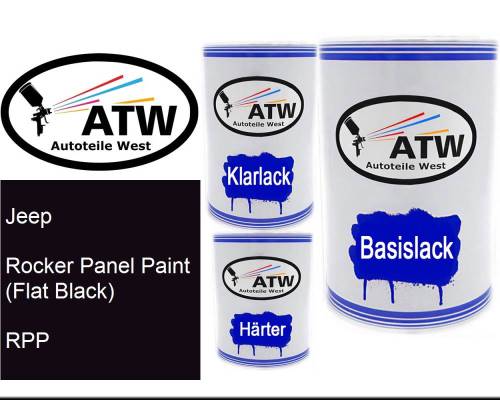 Jeep, Rocker Panel Paint (Flat Black), RPP: 500ml Lackdose + 500ml Klarlack + 250ml Härter - Set, von ATW Autoteile West.
